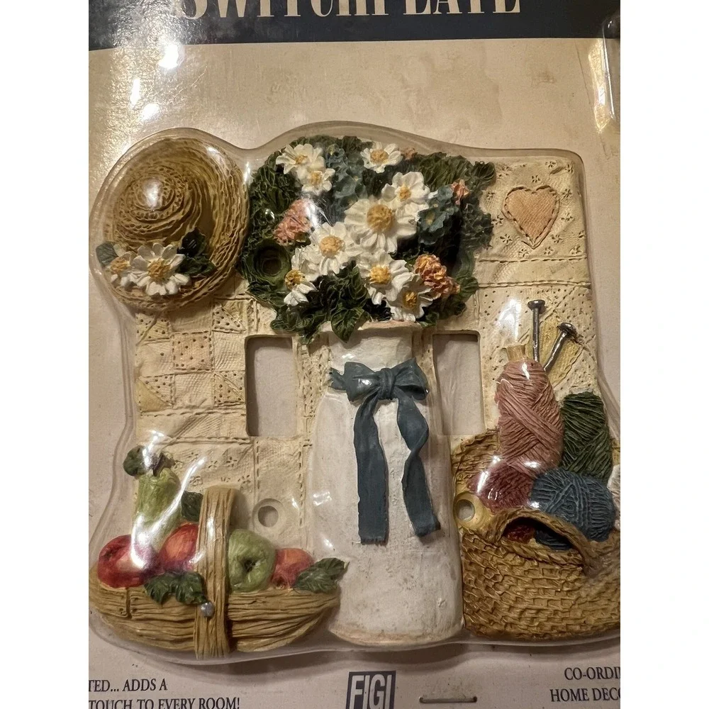 1997 Figi Graphics Double Wall Switch Plate Cover Simple Pleasures Crafts Resin
